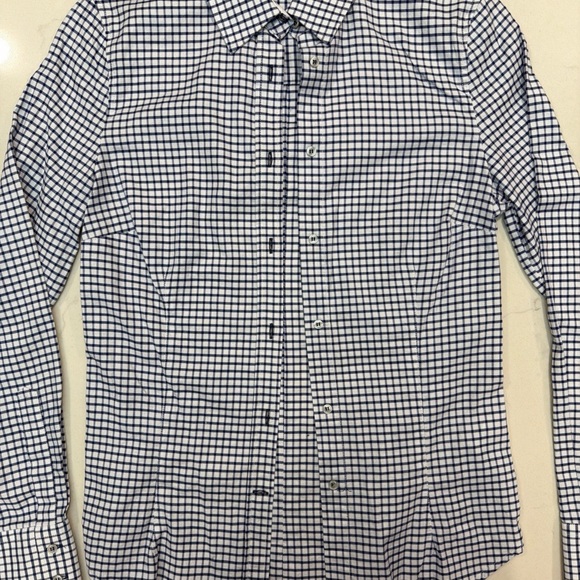 Zara women’s  Blue and White Checkered Casual Shirt Small - Picture 1 of 4